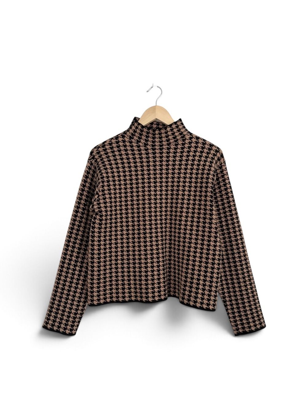 Anthropologie Line & Dot Houndstooth Mock Neck Knit Pullover